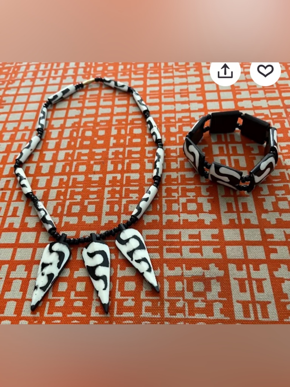 Tribal Pendant Necklace and Bracelet Set